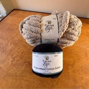 Yarn Bee singles black ink sugarwheel cotton and eternal bliss yarn